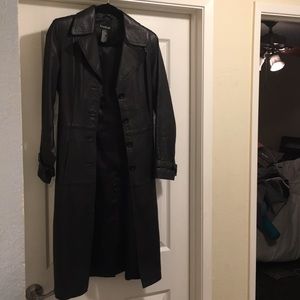 100% genuine leather Bebes trench coat